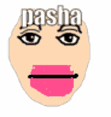 a drawing of a face with the word pasha on it