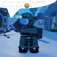 a cartoon character in a video game with a smiley face on his head