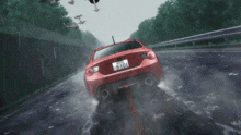 a red car with a license plate that reads 9-101