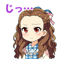 a cartoon drawing of a girl with a bow in her hair and a purple letter j