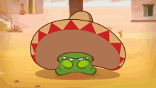 a cartoon character is wearing a sombrero and has a green face