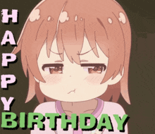 a happy birthday greeting card with a girl