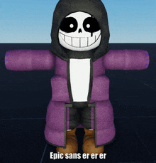 a 3d model of epic sans with a purple coat