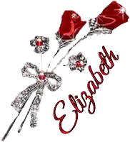 the name elizabeth is on a white background with red roses