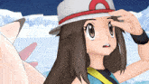 a cartoon girl wearing a hat with a red letter a on it