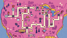 a pixel art map of the united states with chris butt caverns written on it