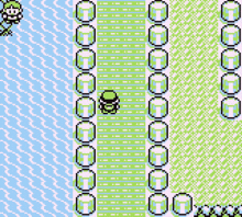 a pixel art of a maze with a green character in the middle of it