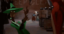 a cartoon character is standing in front of a stack of boxes that say elephant pills .