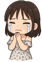 a cartoon drawing of a girl crying with tears running down her face