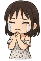 a cartoon drawing of a girl crying with tears running down her face