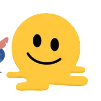 a yellow smiley face with a stitch sitting on it