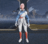 a girl with pink hair is holding a gun and wearing a jacket that says pepsi