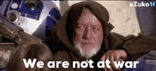 a man with a beard and a hood says we are not at war .