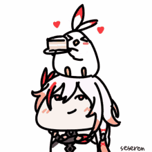 a drawing of a girl with a bird on her head and the name seserem written below it