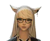 a woman with long blonde hair and glasses is wearing a fox ear headband .