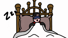 a cartoon of a person sleeping in a bed