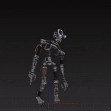 a 3d model of a robot with a red line showing the height