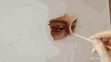 a drawing of a woman 's face is being made in animatica
