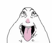 a drawing of a person with their tongue out .