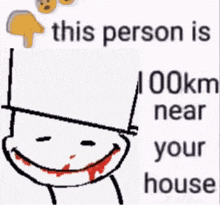 a drawing of a man with blood on his face and the words 41 km near you