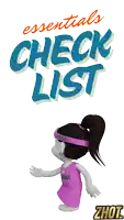 a cartoon girl is standing in front of a check list
