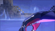 a video game character with a purple sword in his hand