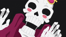 a cartoon drawing of a skull with a pink heart on his head