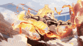 a drawing of a woman with fire coming out of her hair