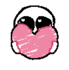 a pixel art drawing of a penguin with a heart in its mouth