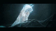 a woman in a white dress with a veil on her head