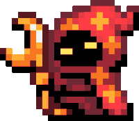 a pixel art of a person with a hood and a sword