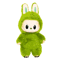 a stuffed animal in a brown bunny costume is dancing