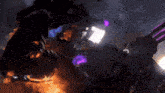 a purple lightning bolt is coming from a purple object