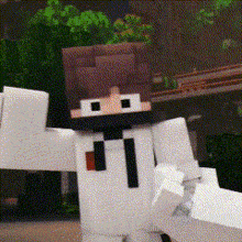 a minecraft character is wearing a mask and a white shirt