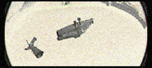 a black and white image of a helicopter and a plane