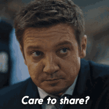 Care To Share Mike Mclusky GIF - Care To Share Mike Mclusky Jeremy Renner GIFs