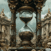 an ornate hourglass is surrounded by a pile of skulls and a sign that says pixiz