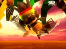 a cartoon character is flying in a hammock with the word reggae on the bottom right