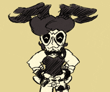 a drawing of a cartoon character with a skull on his face