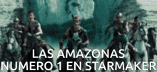 a group of people riding horses with the words las amazonas numero 1 en starmaker written on the bottom