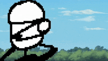 a pixel art drawing of a person wearing glasses