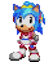 a pixel art of sonic the hedgehog in a pink and white outfit
