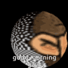 a cartoon owl with a scarf around its head and the words `` good morning gays '' .