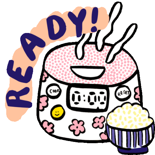 Rice Is Ready Sticker - Boy And Girlie Rice Rice Cooker Stickers