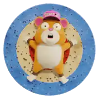 a cartoon hamster wearing a pink hat with the word scp on it