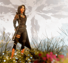a picture of a woman standing in a field with the words mistress-light at the bottom