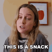 This Is A Snack Brie Larson GIF - This Is A Snack Brie Larson Im Hungry GIFs