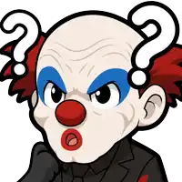 a cartoon of a clown with a question mark on his head