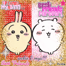 a picture of two rabbits with the words best friends forever