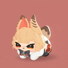 a cartoon drawing of a girl with a cat 's ears